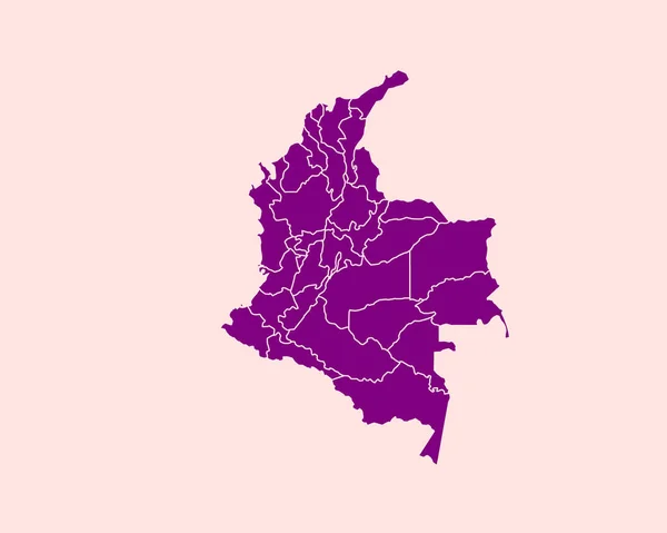 Высокодетальная Фиолетовая Карта Колумбии Изолированном Фоне Вектор Движения Eps — стоковый вектор