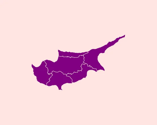 キプロスの高詳細紫色地図孤立した背景 ベクトルイラストEps — ストックベクタ