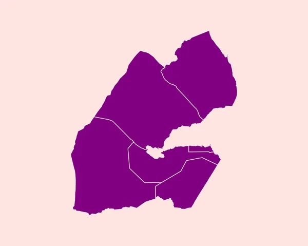 High Detailed Purple Map Djibouti Απομονωμένο Φόντο Διανυσματική Απεικόνιση Eps — Διανυσματικό Αρχείο