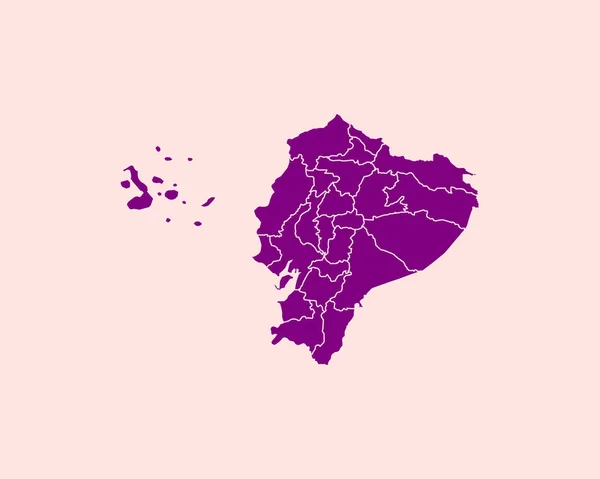 Mapa Roxo Alto Detalhamento Equador Sobre Fundo Isolado Ilustração Vetorial — Vetor de Stock