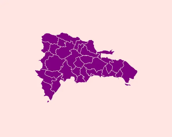 Mapa Roxo Detalhado República Dominicana Sobre Fundo Isolado Ilustração Vetorial — Vetor de Stock