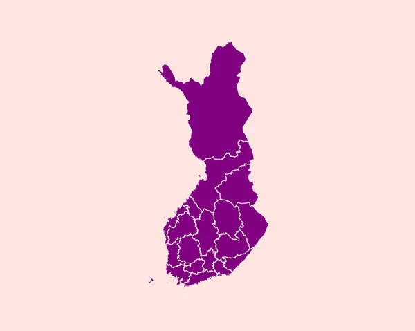 Carte Violette Détaillée Finlande Sur Fond Isolé Illustration Vectorielle Eps — Image vectorielle