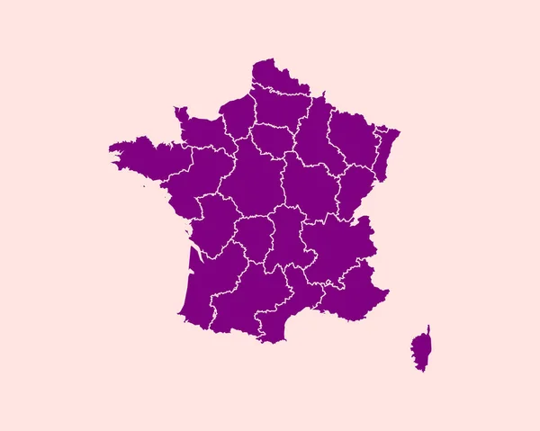 Carte Violette Détaillée France Sur Fond Isolé Illustration Vectorielle Eps — Image vectorielle