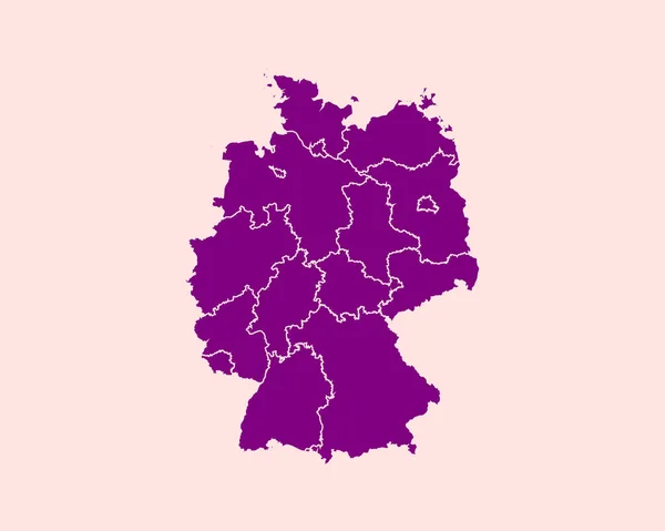 独立した背景におけるドイツの高詳細パープル地図 ベクトルイラストEps — ストックベクタ