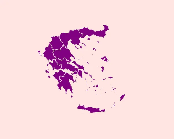 High Detailed Purple Map Greece Izolovaném Pozadí Vector Illustration Eps — Stockový vektor