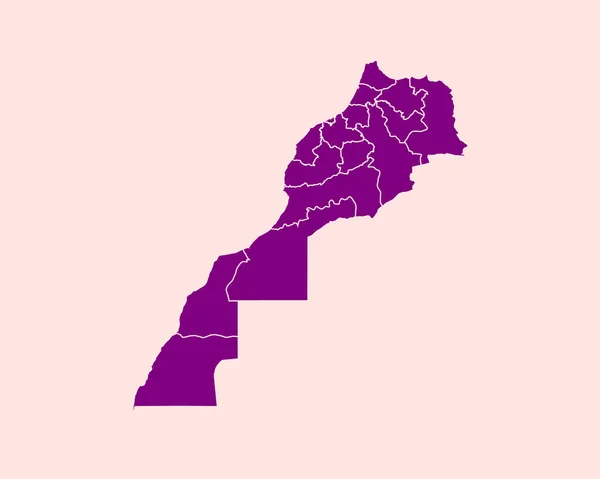 Mapa Púrpura Detallado Marruecos Sobre Fondo Aislado Vector Illustration Eps — Archivo Imágenes Vectoriales