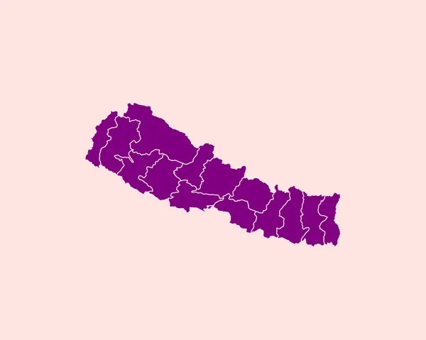 Mapa Púrpura Detallado Nepal Sobre Fondo Aislado Ilustración Vectorial Eps — Archivo Imágenes Vectoriales