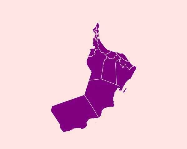 Mapa Púrpura Detallado Omán Sobre Fondo Aislado Ilustración Vectorial Eps — Archivo Imágenes Vectoriales
