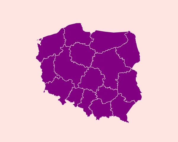 High Detailed Purple Map Poland Isolated Background Vector Illustration Eps — Stock Vector