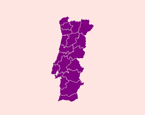 High Detailed Purple Map Portugal Isolated Background Vector Illustration Eps — Stock Vector