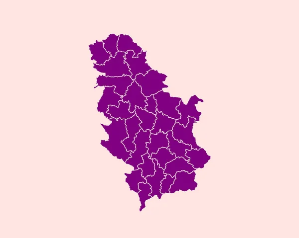 High Detailed Purple Map Serbia Isolated Background Vector Illustration Eps — Stock Vector