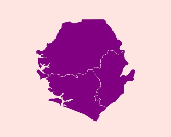 High Detailed Purple Map Sierra Leone Isolated Background Vector Illustration — Stockový vektor