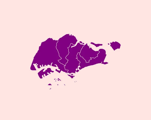 High Detailed Purple Map Singapore Απομονωμένο Φόντο Διανυσματική Απεικόνιση Eps — Διανυσματικό Αρχείο