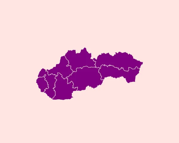 High Detailed Purple Map Словаччини Ізольованому Тлі Vector Illustration Eps — стоковий вектор