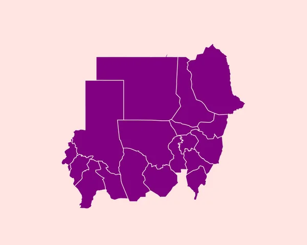 Mapa Roxo Detalhado Sudão Sobre Fundo Isolado Ilustração Vetorial Eps — Vetor de Stock