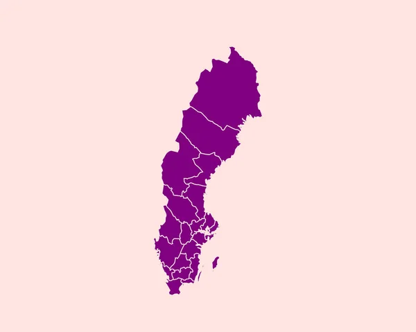 Высокодетальная Фиолетовая Карта Швеции Изолированном Фоне Вектор Движения Eps — стоковый вектор