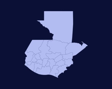 Modern Light Blue Color High Detailed Border Map Of Guatemala Isolated on Blue Background Vector