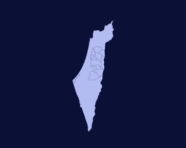 Modern Light Blue Color High Detailed Border Map Of Palestine Isolated on Blue Background Vector