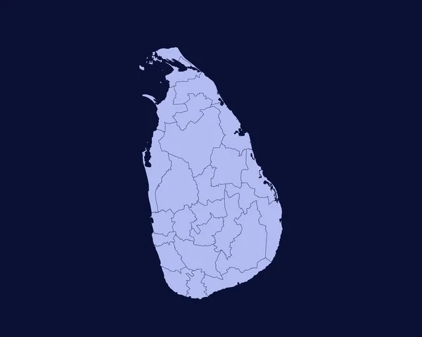 Modern Light Blue Color High Detailed Border Map Sri Lanka — Image vectorielle