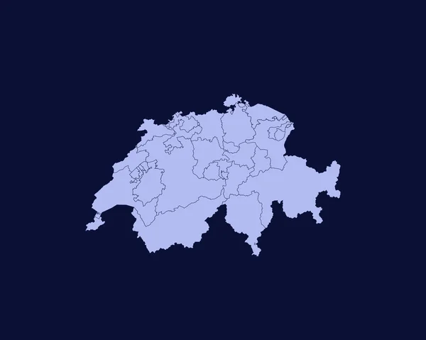 Modern Light Blue Color High Detailed Border Map Switzerland Isolated — Vettoriale Stock