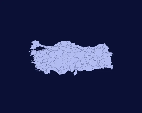 Modern Light Blue Color High Detailed Border Map Turkey Isolated — Vetor de Stock