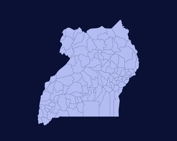 Modern Light Blue Color High Detailed Border Map Uganda Isolated — ストックベクタ
