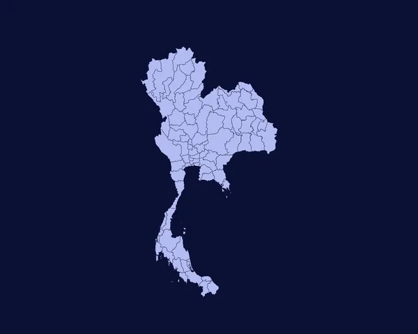 Modern Light Blue Color High Detailed Border Map Thailand Isolated — Wektor stockowy