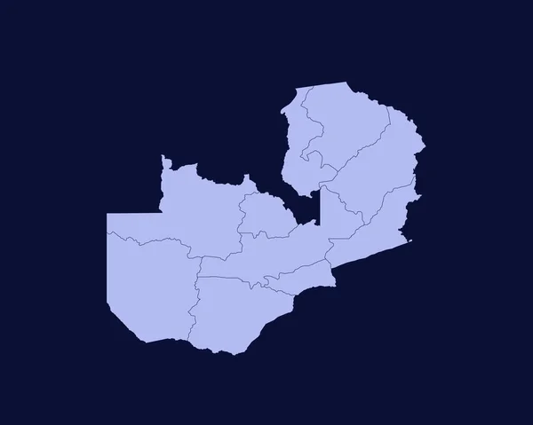 Сучасний Світло Блакитний Колір Висока Детальна Прикордонна Карта Замбії Ізольовано — стоковий вектор