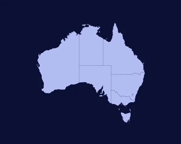 Modern Light Blue Color High Detailed Border Map Australia Isolated — Stockvektor