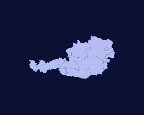 Modern Light Blue Color High Detailed Border Map Austria Isolated — Διανυσματικό Αρχείο