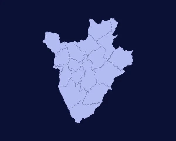Modern Light Blue Color High Detailed Border Map Burundi Isolated — Vector de stock