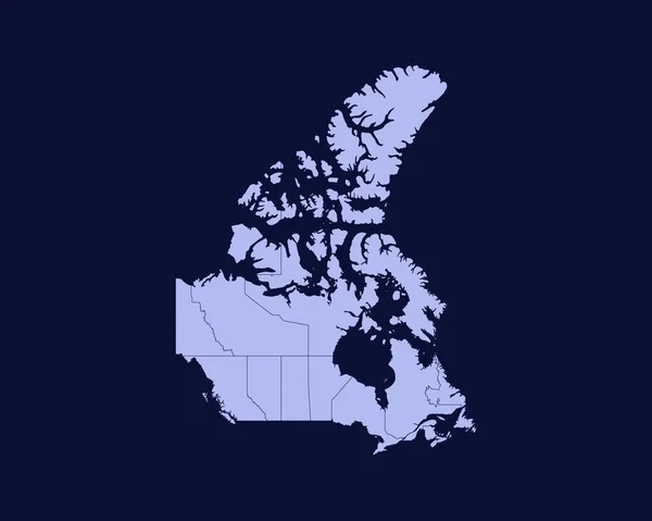 Modern Light Blue Color High Detailed Border Map Canada Isolated — Vector de stock