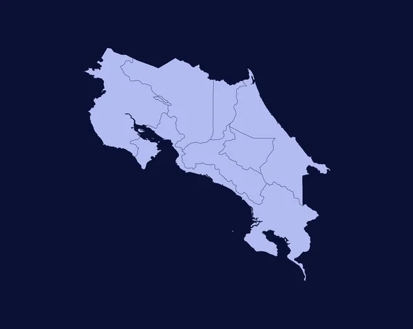 Modern Light Blue Color High Detailed Border Map Costa Rica — Vector de stock