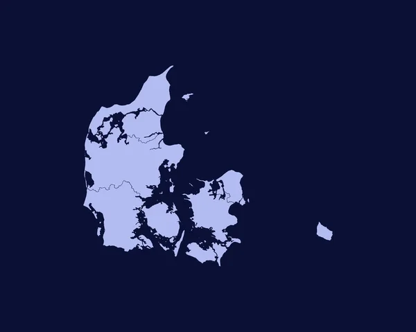 Modern Light Blue Color High Detailed Border Map Denmark Isolated — Stock vektor