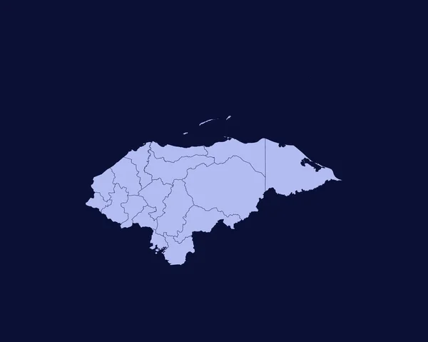 Modern Light Blue Color High Detailed Border Map Honduras Isolated — Vector de stock
