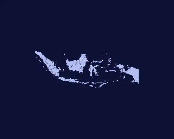 Modern Light Blue Color High Detailed Border Map Indonesia Isolated — Wektor stockowy