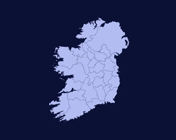 Modern Light Blue Color High Detailed Border Map Ireland Isolated — Stockvektor