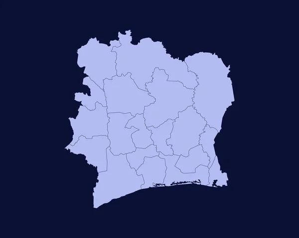 Modern Light Blue Color High Detailed Border Map Ivory Coast — ストックベクタ
