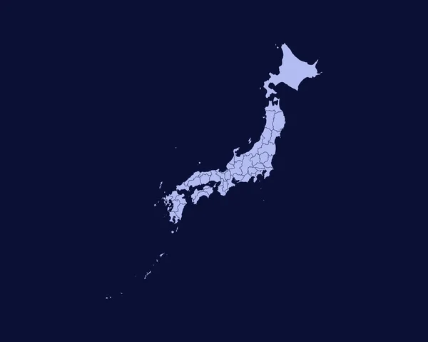 Modern Light Blue Color High Detailed Border Map Japan Isolated — стоковый вектор