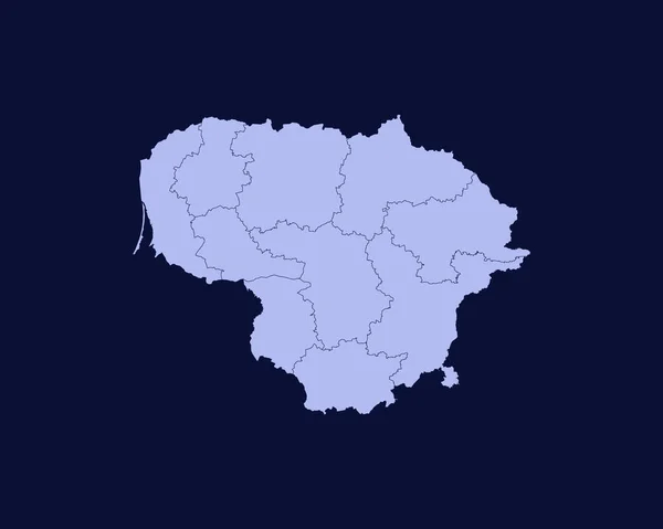Modern Light Blue Color High Detailed Border Map Lithuania Isolated — Stockový vektor
