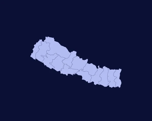 Modern Light Blue Color High Detailed Border Map Nepal Isolated — Vector de stock