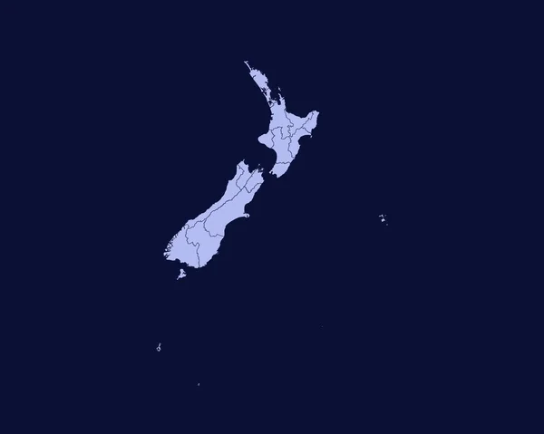 Modern Light Blue Color High Detailed Border Map New Zealand — Stockvector