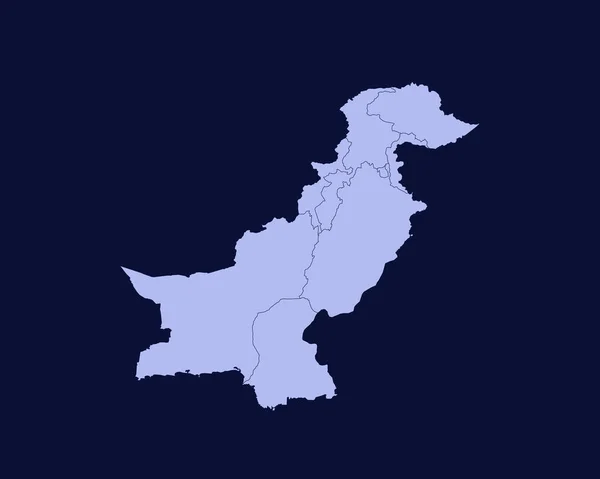 Modern Light Blue Color High Detailed Border Map Pakistan Isolated — Stok Vektör