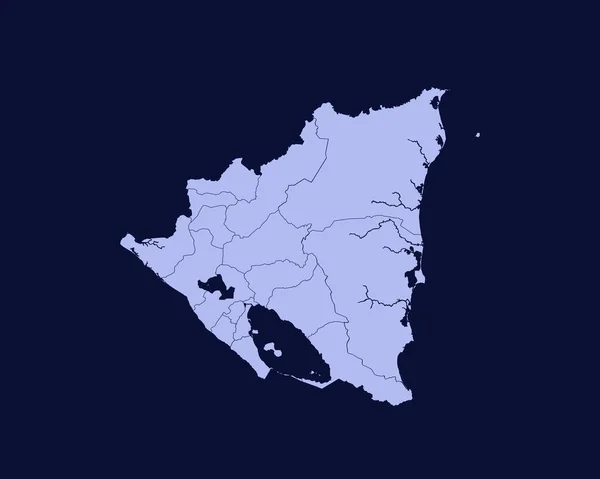 Modern Light Blue Color High Detailed Border Map Nicaragua Isolated — Vetor de Stock