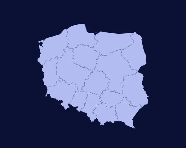 Modern Light Blue Color High Detailed Border Map Poland Isolated — Stockový vektor