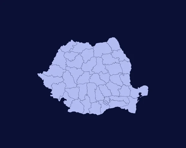 Modern Light Blue Color High Detailed Border Map Romania Isolated — Διανυσματικό Αρχείο