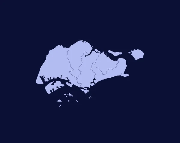 Modern Light Blue Color High Detailed Border Map Singapore Isolated — Stock vektor