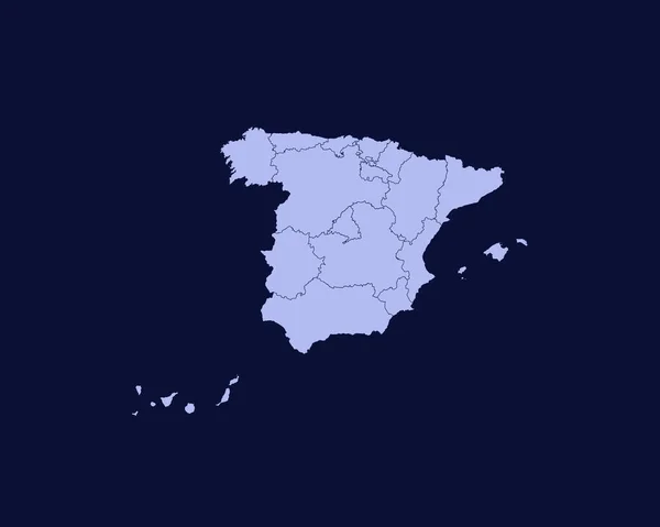 Modern Light Blue Color High Detailed Border Map Spain Isolated — Διανυσματικό Αρχείο