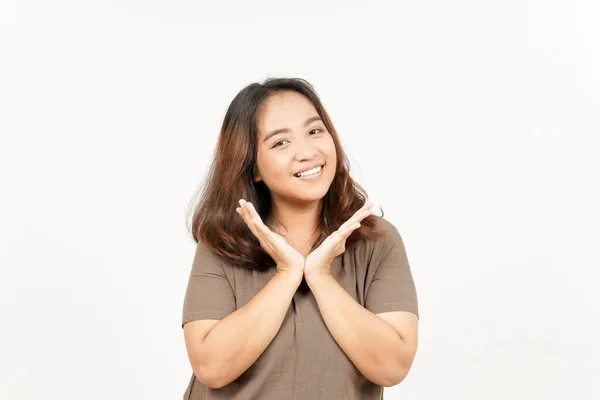 Sorrindo Bela Mulher Asiática Isolada Fundo Branco — Fotografia de Stock