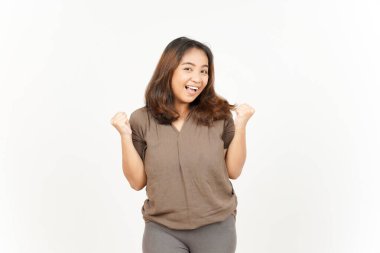 Evet ve Beyaz Arkaplanda İzole Edilmiş Güzel Asyalı Kadın Hareketi